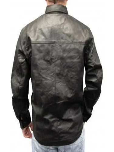 Mens Sophisticated Look Real Black Leather Shirt