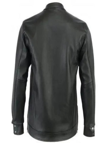 Mens Impressive Look Real Black Leather Shirt