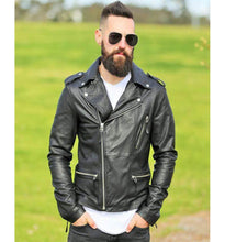Load image into Gallery viewer, Men&#39;s Designer Black Leather Jacket
