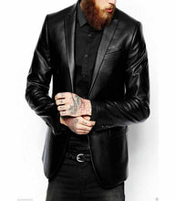 Load image into Gallery viewer, Mens Stylish Black Leather Blazer
