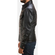 Load image into Gallery viewer, Mens Street Wear Real Black Leather Shirt
