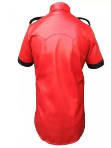 Mens Very Hot Genuine Red Leather Shirt