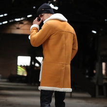 Load image into Gallery viewer, Mens Yellow Shearling Long Leather Fur Coat
