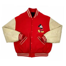 Load image into Gallery viewer, Mickey Mouse Vintage Varsity Red Jacket
