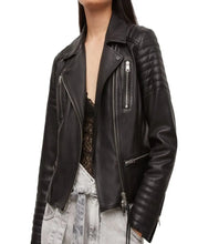 Load image into Gallery viewer, Womens Black Brando Moto Leather Jacket
