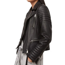 Load image into Gallery viewer, Womens Black Brando Moto Leather Jacket
