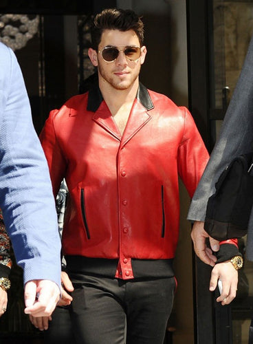 Nick Jonas Red Bomber Jacket