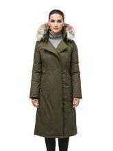 Load image into Gallery viewer, Womens Green Removable Hood Trench Coat
