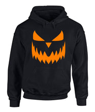 Load image into Gallery viewer, Halloween Pumpkin Face Black &amp; Orange Hoodie
