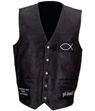 Load image into Gallery viewer, Jesus Forever Christian Motorcycle Black Leather Vest
