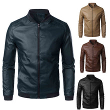 Load image into Gallery viewer, Mens Slim Fit Stand Collar Motercycle Jacket
