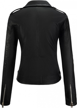 Load image into Gallery viewer, Women’s Stylish Black Motorcycle Leather Jacket

