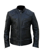 Load image into Gallery viewer, Men&#39;s Stylish Black Leather Biker Jacket
