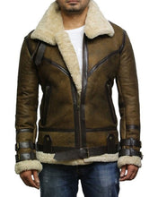 Load image into Gallery viewer, Men&#39;s Waxed Green Bomber Real Leather Jacket
