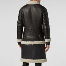 Load image into Gallery viewer, Mens Stylish Black Leather Fur Long Coat
