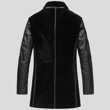 Load image into Gallery viewer, Mens Stylish Black Leather Shearling Coat
