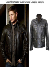 Load image into Gallery viewer, Supernatural Jensen Ackles Black Leather Jacket
