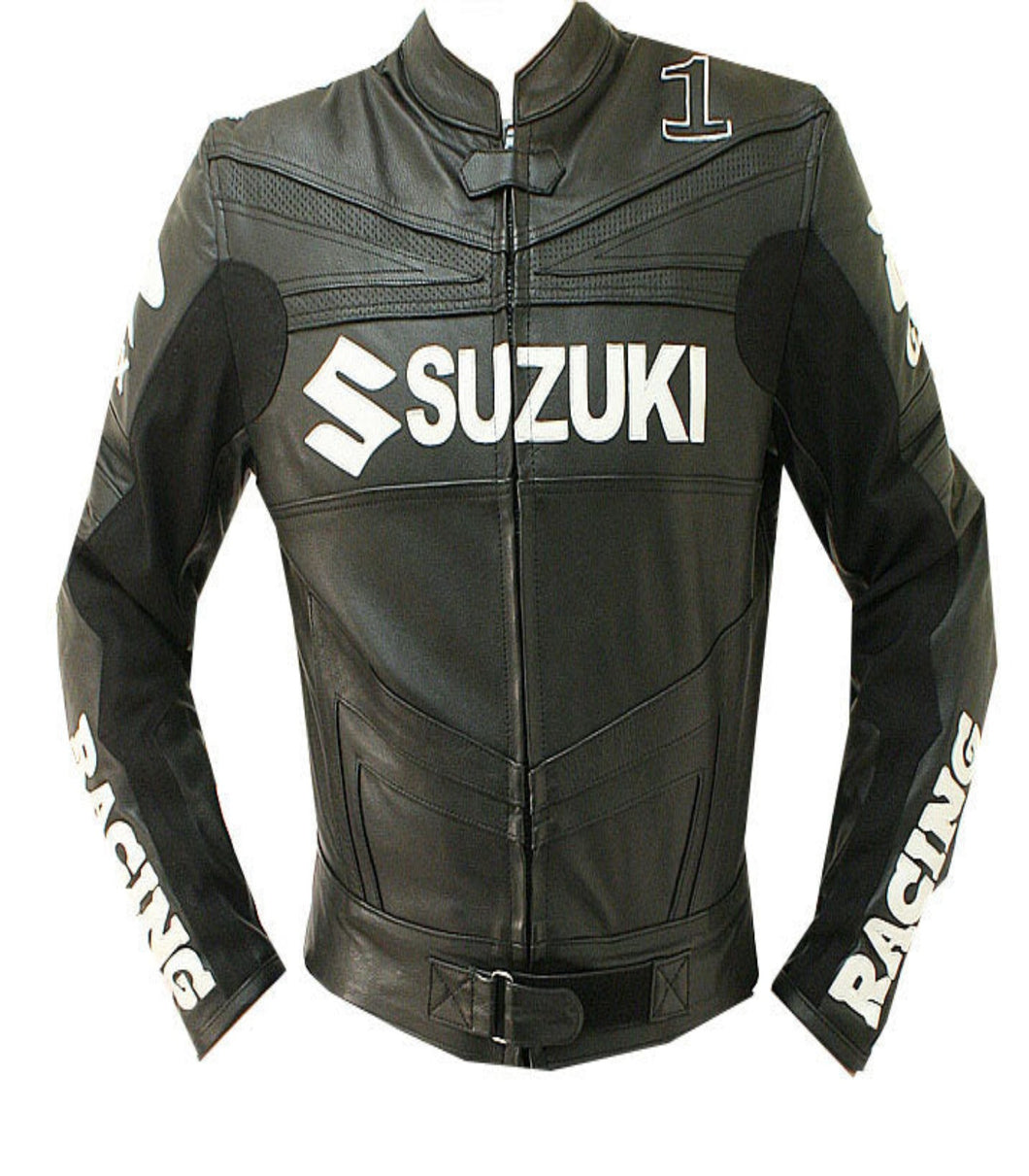 Suzuki Black Leather Biker Jacket