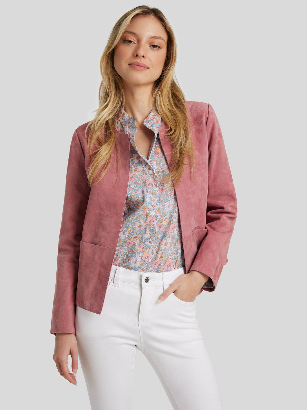 Women's Vintage Pink Suede Leather Jacket
