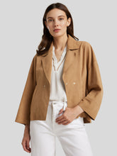 Load image into Gallery viewer, Womens Casual TAN Suede Leather Jacket
