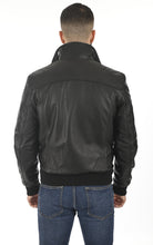 Load image into Gallery viewer, Men&#39;s Pitch Black Bomber Leather Jacket
