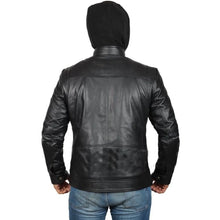 Load image into Gallery viewer, Men&#39;s Genuine Leather Jacket With Hoodie
