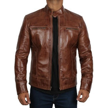 Load image into Gallery viewer, Men&#39;s Dark Brown Genuine Leather Jacket
