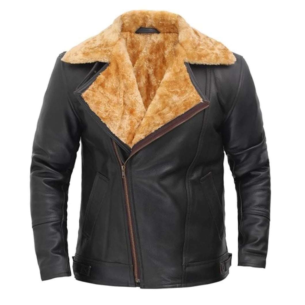 Shearling Bomber Fur Genuine Leather Jacket