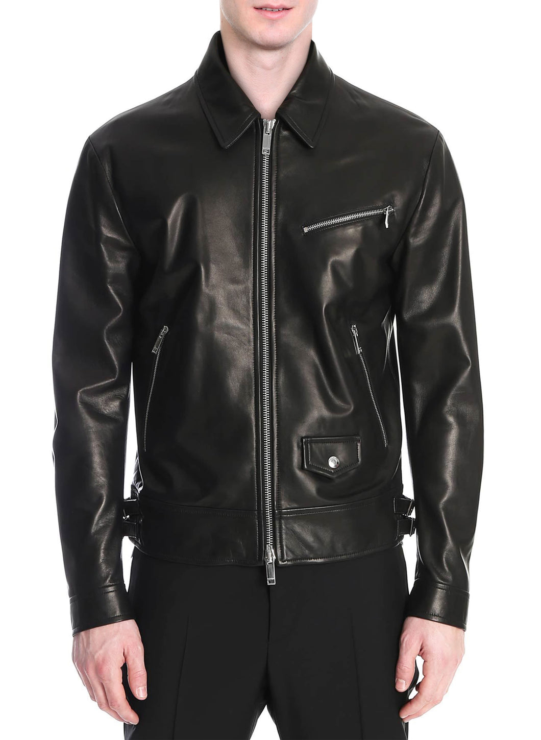 Black Stylish Lambskin Leather Jacket - Boneshia