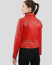 Load image into Gallery viewer, Women’s Studded Red Leather Jacket
