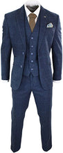 Load image into Gallery viewer, Mens Navy Blue Check Suit
