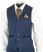 Load image into Gallery viewer, Mens Navy Blue Check Suit
