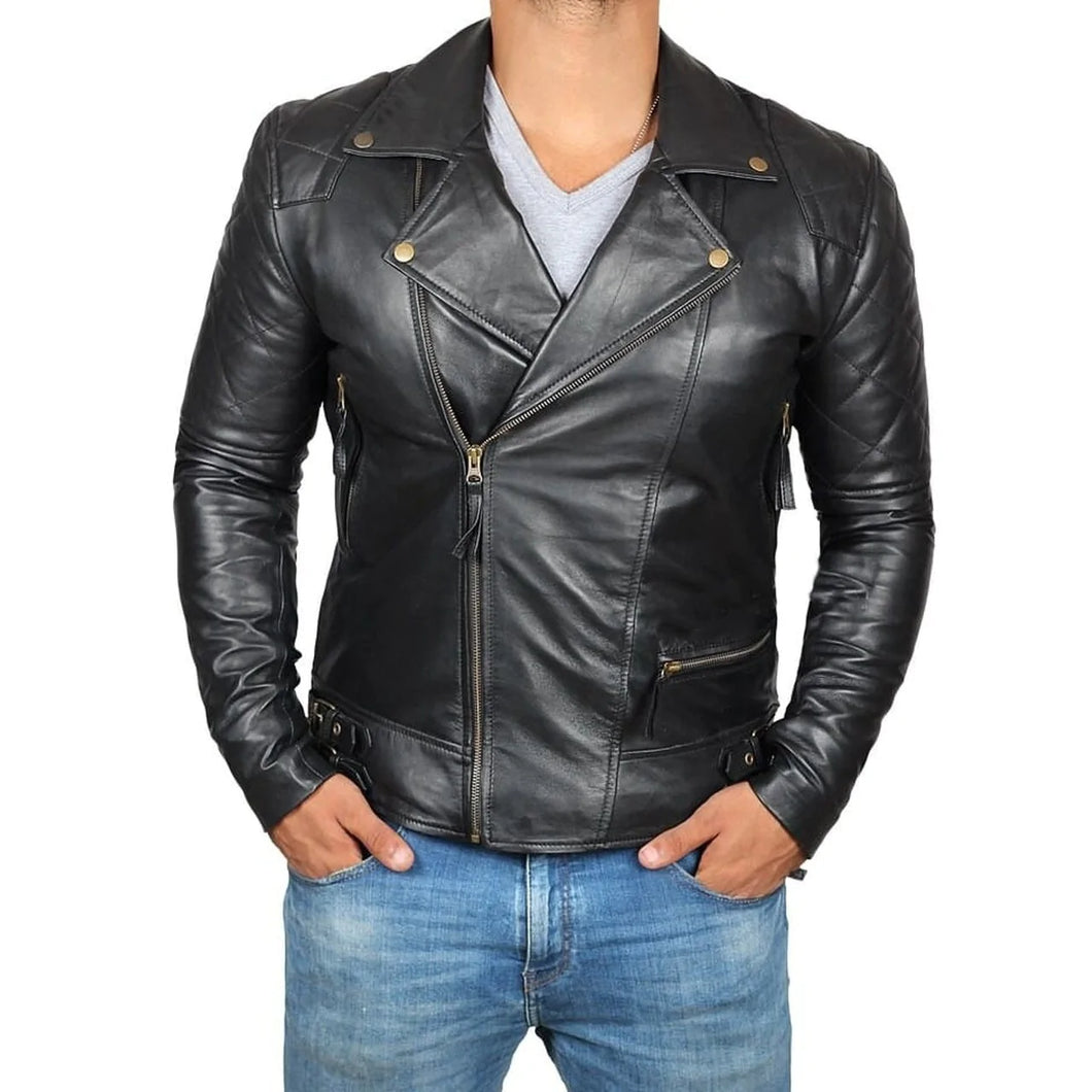 Men's Classic Black Leather Motorcycle Jacket