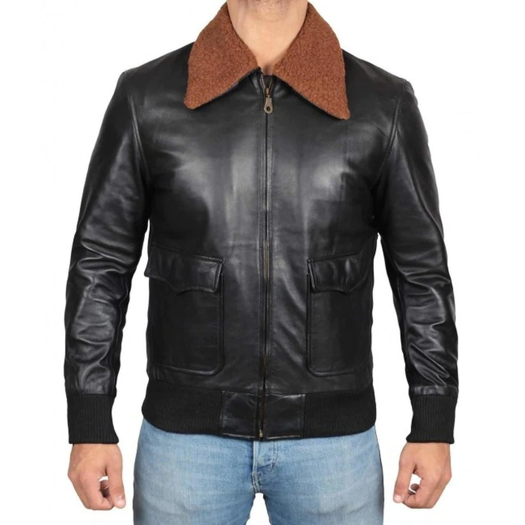 Men's Black Fitted Leather Jacket