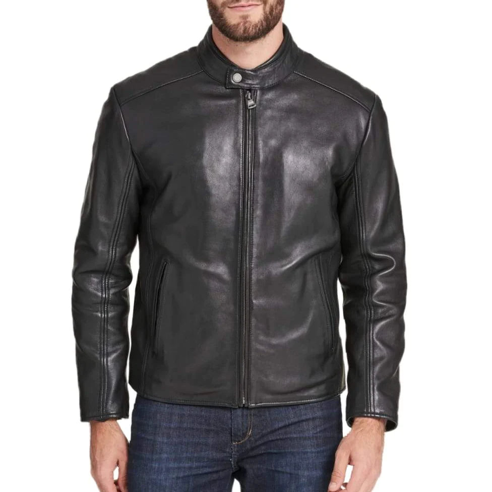 Men's Regular Fit Black Leather Jacket