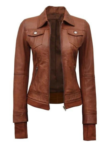 Women's Removable Hooded Bomber Leather Jacket