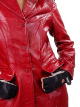 Load image into Gallery viewer, Women&#39;s Red Real Leather Biker Coat
