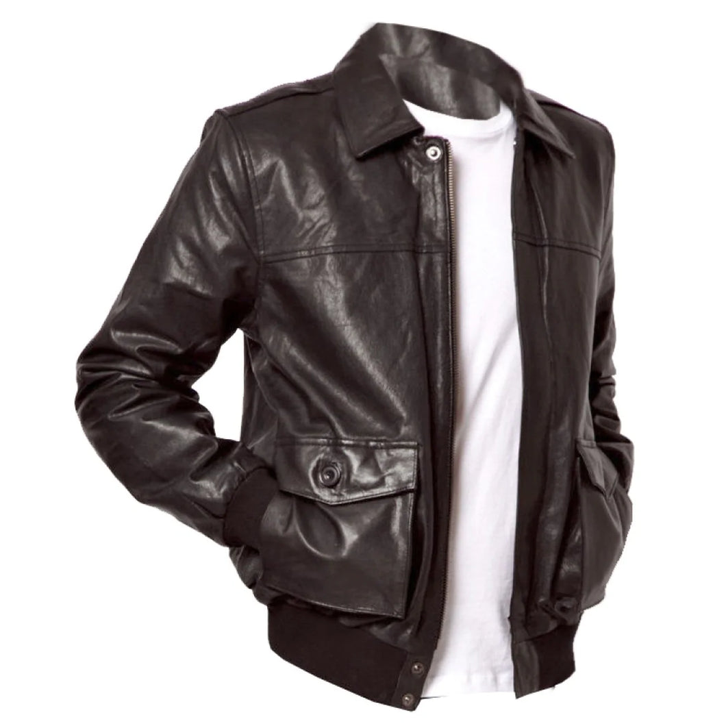 Real Lambskin Leather Brown Bomber Jacket
