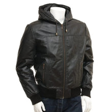 Load image into Gallery viewer, Genuine Lambskin Leather Hooded Bomber Jacket
