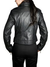 Load image into Gallery viewer, Women&#39;s Stylish Black Biker Leather Jacket
