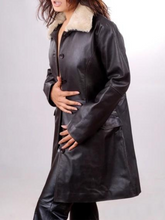Load image into Gallery viewer, Women&#39;s Black Leather Long Coat
