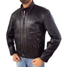 Load image into Gallery viewer, Men&#39;s Short Regular Fit Black Leather Jacket
