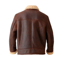 Load image into Gallery viewer, Men&#39;s Brown Shearling Aviator Leather Jacket
