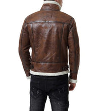 Load image into Gallery viewer, Men&#39;s Brown Shearling Genuine Leather Jacket
