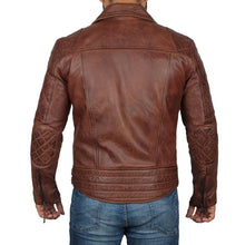 Load image into Gallery viewer, Men&#39;s Dark Brown Quilted Biker Vintage Leather Jacket
