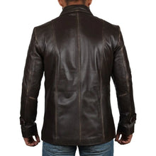 Load image into Gallery viewer, Men&#39;s Dark Brown Real Leather Jacket - Boneshia
