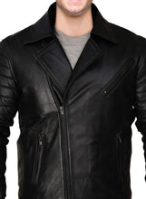Load image into Gallery viewer, Men Bolar Black Genuine Leather Jacket
