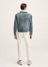 Load image into Gallery viewer, Men&#39;s Light Blue Denim Shearling Jacket
