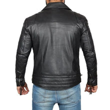 Load image into Gallery viewer, Men&#39;s Classic Black Leather Motorcycle Jacket
