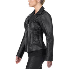 Load image into Gallery viewer, womens Real leather Leather biker jacket in Black - boneshia
